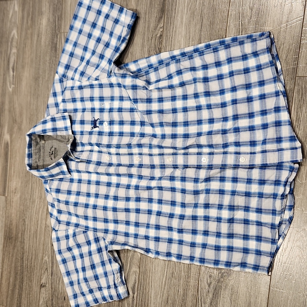 EUC BLACK DOG Beachfront Collection button down Men's sz S Plaid Shirt